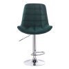 Barová židle PARIS VELUR na stříbrné kulaté podstavě - zelená
