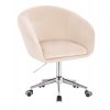 Židle VENICE VELUR na stříbrné podstavě s kolečky - krémová