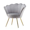 Křeslo FREY VELUR se zlatými nohami - světle šedé