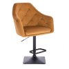 Barová židle ANDORA VELUR  na černé hranaté podstavě - medová