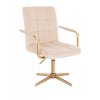Židle VERONA GOLD VELUR na zlatém kříži - krémová