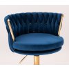 Židle LYON VELUR na zlaté podstavě s kolečky - modrá