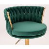 Židle LYON VELUR na zlaté podstavě s kolečky - zelená