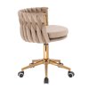 Židle LYON VELUR na zlaté podstavě s kolečky - latte