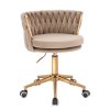 Židle LYON VELUR na zlaté podstavě s kolečky - latte