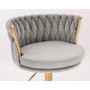 Židle LYON VELUR na zlaté podstavě s kolečky - světle šedá