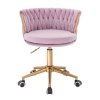 Kosmetická židle LYON VELUR na zlaté podstavě s kolečky - levandule