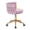 Kosmetická židle LYON VELUR na zlaté podstavě s kolečky - levandule