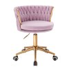 Kosmetická židle LYON VELUR na zlaté podstavě s kolečky - levandule