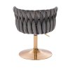 Židle LYON VELUR na zlatém talíři - tmavě šedá