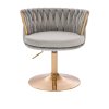 Židle LYON VELUR na zlatém talíři - světle šedá