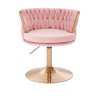 Kosmetická židle LYON VELUR na zlatém talíři - růžová