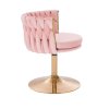 Kosmetická židle LYON VELUR na zlatém talíři - růžová