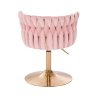 Kosmetická židle LYON VELUR na zlatém talíři - růžová