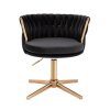 Židle LYON VELUR na zlatém kříži - černá