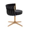 Židle LYON VELUR na zlatém kříži - černá