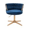 Židle LYON VELUR na zlatém kříži - modrá