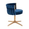 Kosmetická židle LYON VELUR na zlatém kříži - modrá