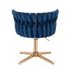 Kosmetická židle LYON VELUR na zlatém kříži - modrá