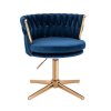 Kosmetická židle LYON VELUR na zlatém kříži - modrá