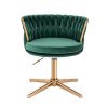 Kosmetická židle LYON VELUR na zlatém kříži - zelená