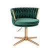 Kosmetická židle LYON VELUR na zlatém kříži - zelená