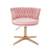 Kosmetická židle LYON VELUR na zlatém kříži - růžová