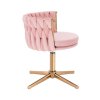 Kosmetická židle LYON VELUR na zlatém kříži - růžová