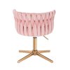 Kosmetická židle LYON VELUR na zlatém kříži - růžová