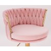 Kosmetická židle LYON VELUR na zlatém kříži - růžová