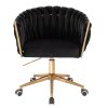 Židle NORDEN VELUR na zlaté podstavě s kolečky - černá