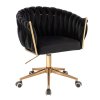 Židle NORDEN VELUR na zlaté podstavě s kolečky - černá