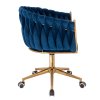 Židle NORDEN VELUR na zlaté podstavě s kolečky - modrá