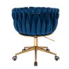 Kosmetické křeslo NORDEN VELUR na zlaté podstavě s kolečky - modré