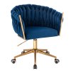 Židle NORDEN VELUR na zlaté podstavě s kolečky - modrá
