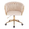 Židle NORDEN VELUR na zlaté podstavě s kolečky - krémová