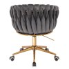 Židle NORDEN VELUR na zlaté podstavě s kolečky - tmavě šedá