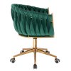 Židle NORDEN VELUR na zlaté podstavě s kolečky - zelená