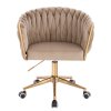 Židle NORDEN VELUR na zlaté podstavě s kolečky - latte