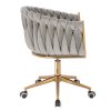 Židle NORDEN VELUR na zlaté podstavě s kolečky - světle šedá
