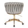 Kosmetické křeslo NORDEN VELUR na zlaté podstavě s kolečky - světle šedé