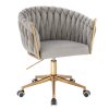 Židle NORDEN VELUR na zlaté podstavě s kolečky - světle šedá