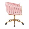 Židle NORDEN VELUR na zlaté podstavě s kolečky - růžová