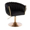 Židle NORDEN VELUR na zlatém talíři - černá