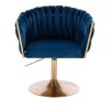 Židle NORDEN VELUR na zlatém talíři - modrá