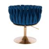 Židle NORDEN VELUR na zlatém talíři - modrá