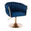 Židle NORDEN VELUR na zlatém talíři - modrá
