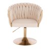 Židle NORDEN VELUR na zlatém talíři - krémová
