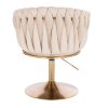 Židle NORDEN VELUR na zlatém talíři - krémová