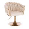 Židle NORDEN VELUR na zlatém talíři - krémová